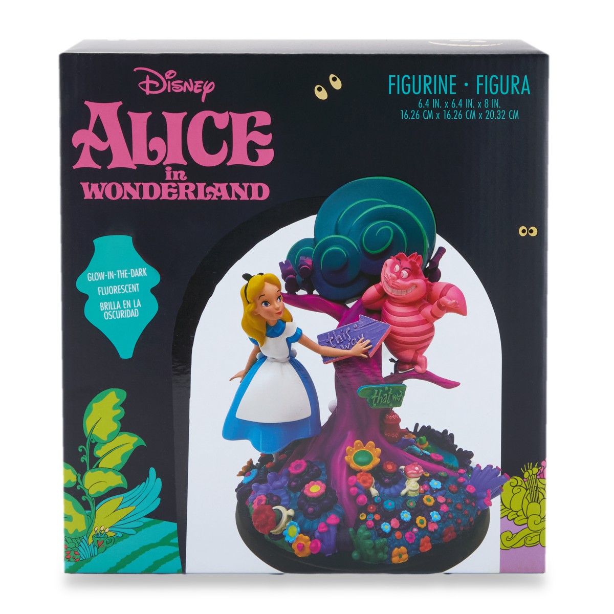 Front of the Alice in Wonderland glow-in-the-dark figure box