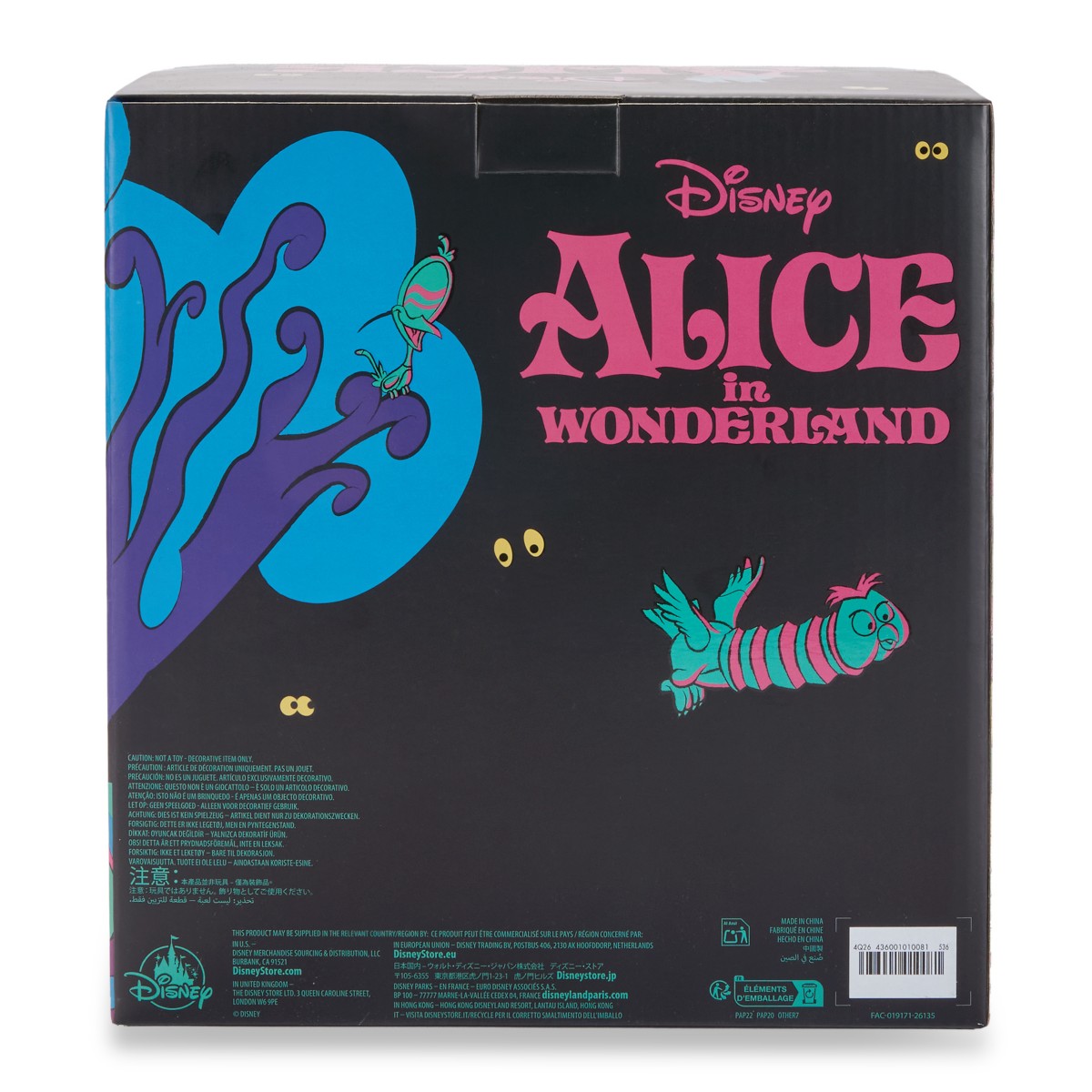 Back of the Alice in Wonderland glow-in-the-dark figure box