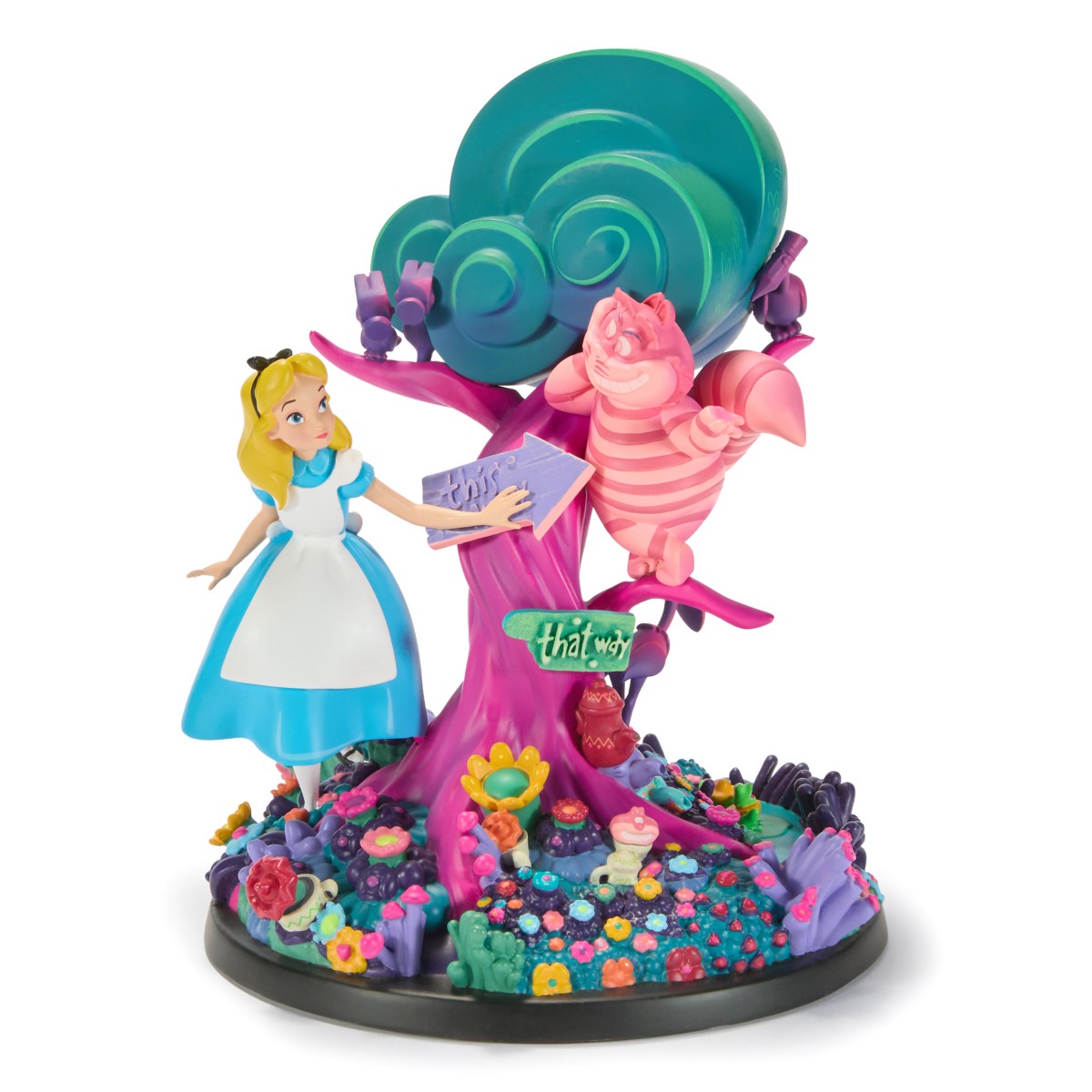 Alice and the Cheshire Cat in the 75th anniversary glow-in-the-dark figure