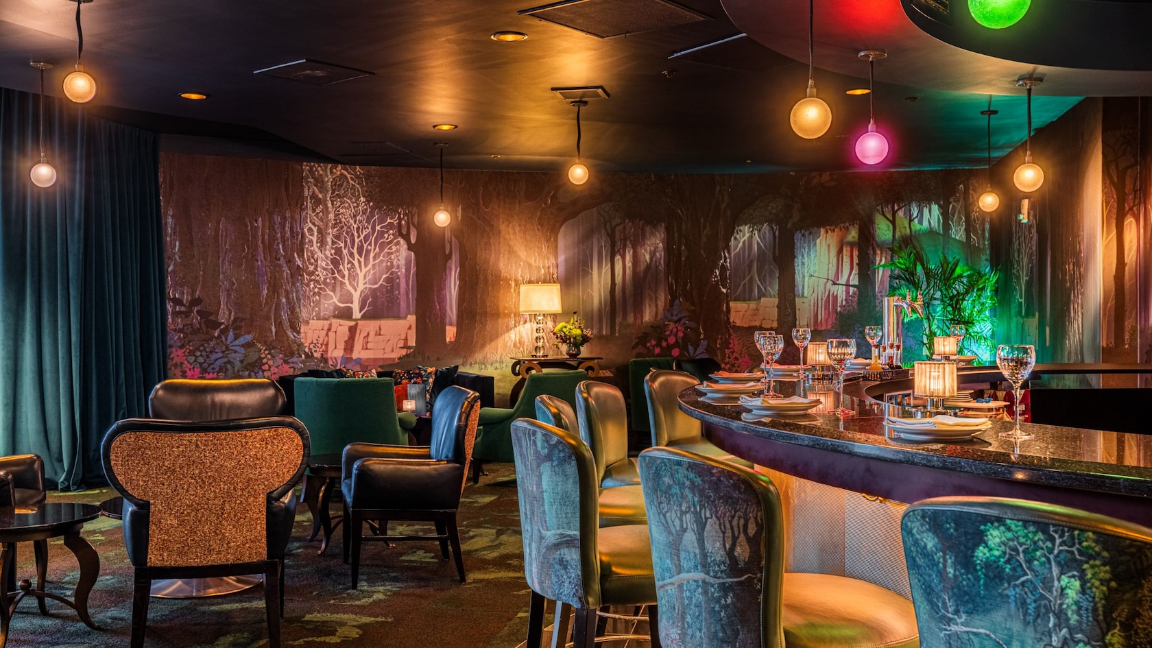 The interior of Broken Spell Lounge at the Disneyland Hotel