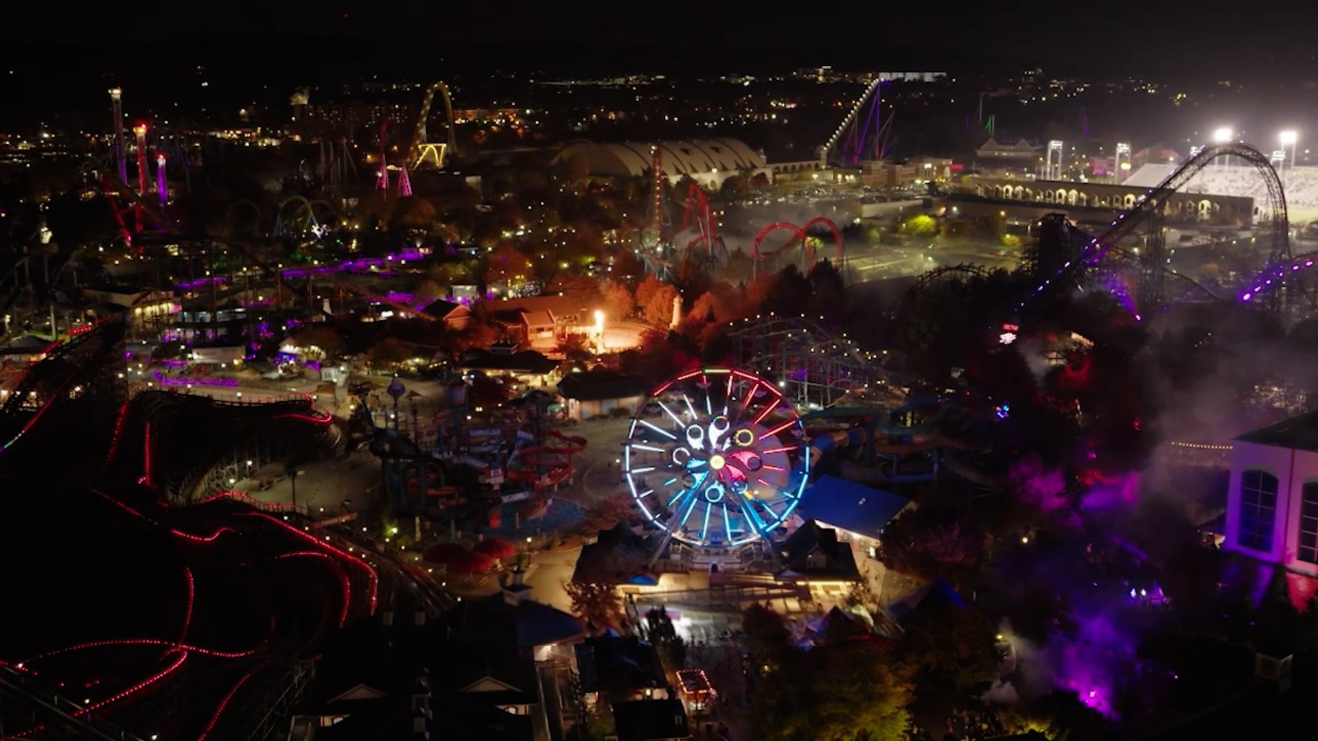 Hersheypark illuminated for Dark Nights