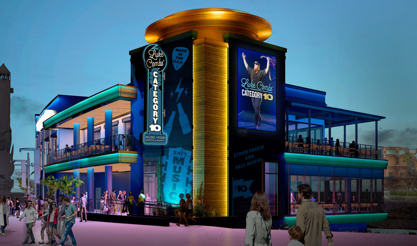Official concept art for Luke Combs’ Category 10 venue at Universal CityWalk Orlando