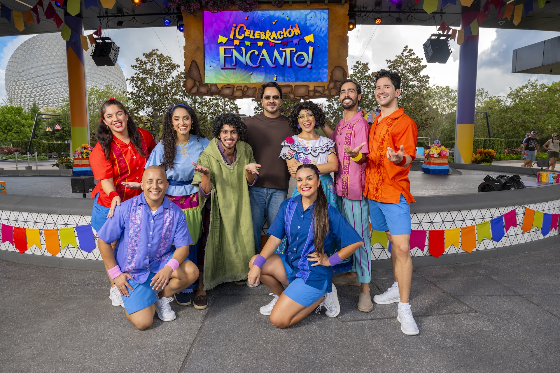 Luis Fonsi with performers from ¡Celebración Encanto! at EPCOT