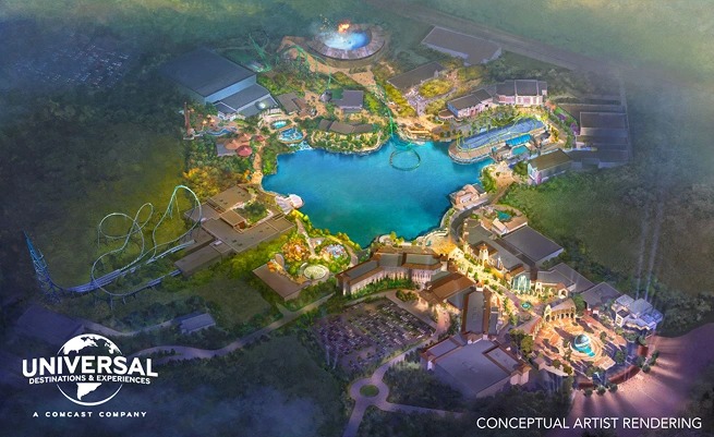Conceptual artist rendering of Universal United Kingdom Resort in Bedfordshire