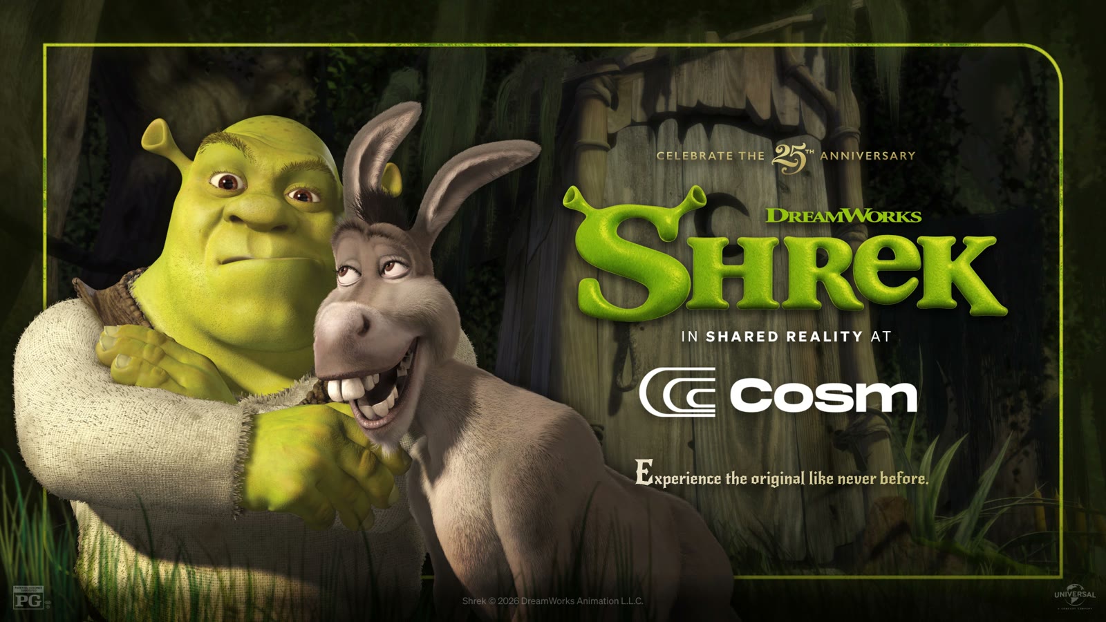 Official Shrek in Shared Reality artwork with Shrek and Donkey at Cosm