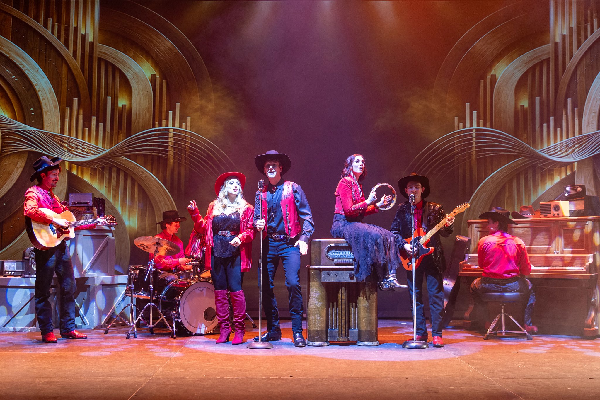 Country music singers and musicians perform onstage at Silver Dollar City