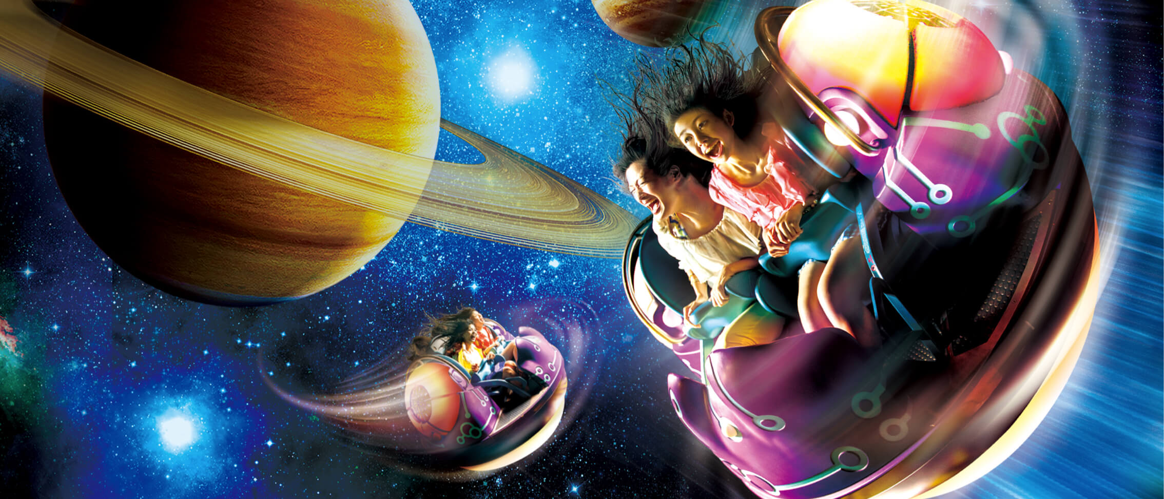 Riders aboard Space Fantasy - The Ride at Universal Studios Japan