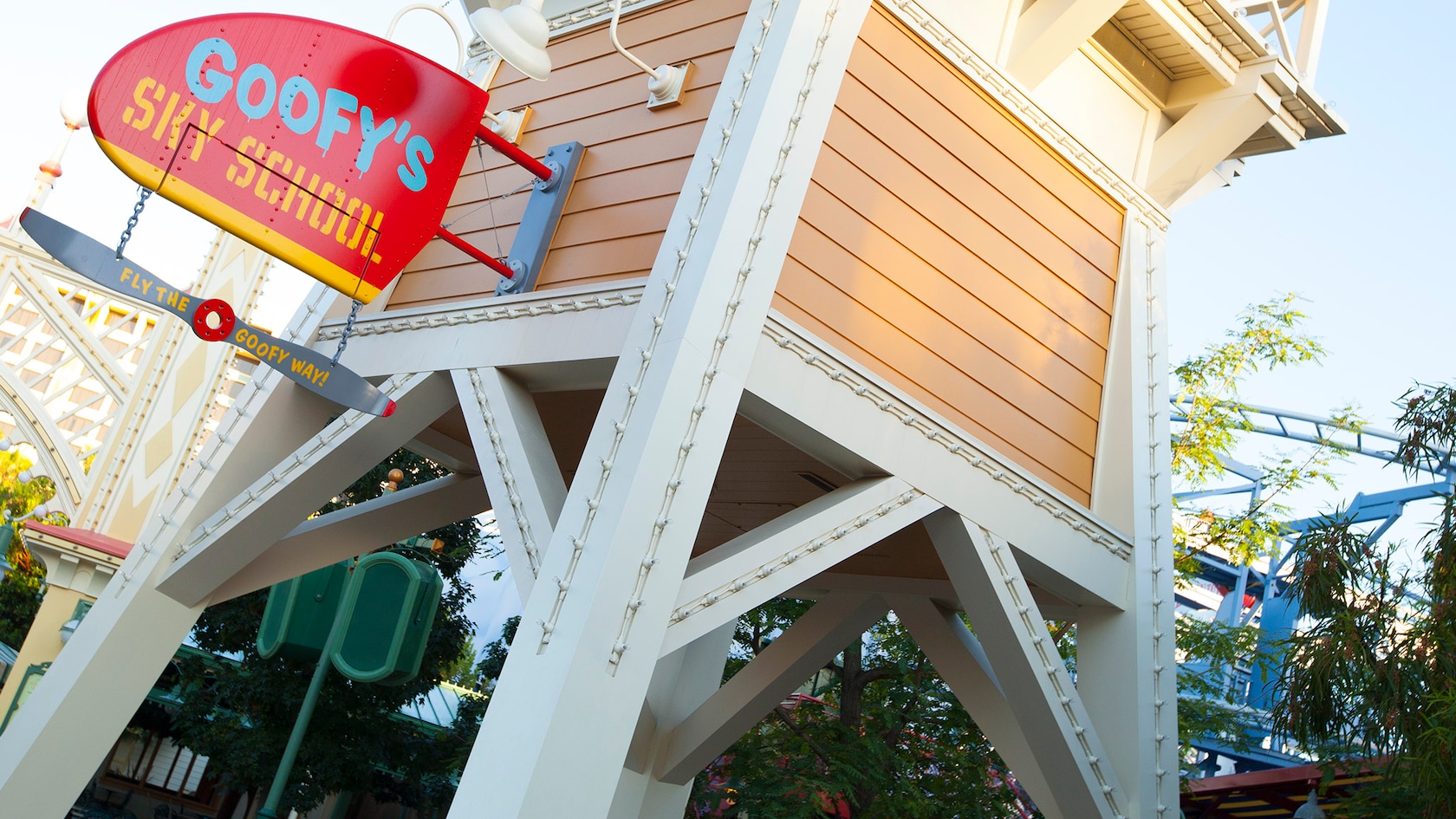 Goofy's Sky School entrance sign at Disney California Adventure