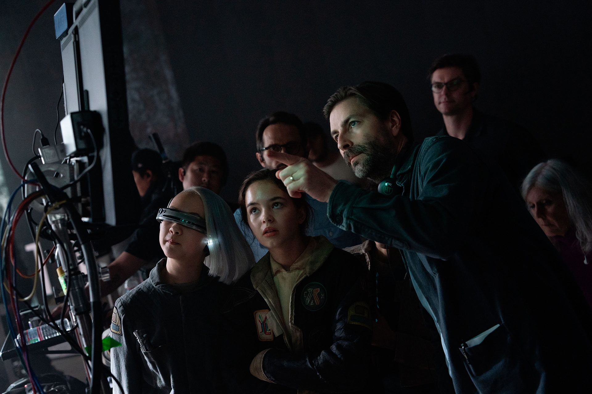 Jon Watts directs young cast members on the set of Star Wars: Skeleton Crew