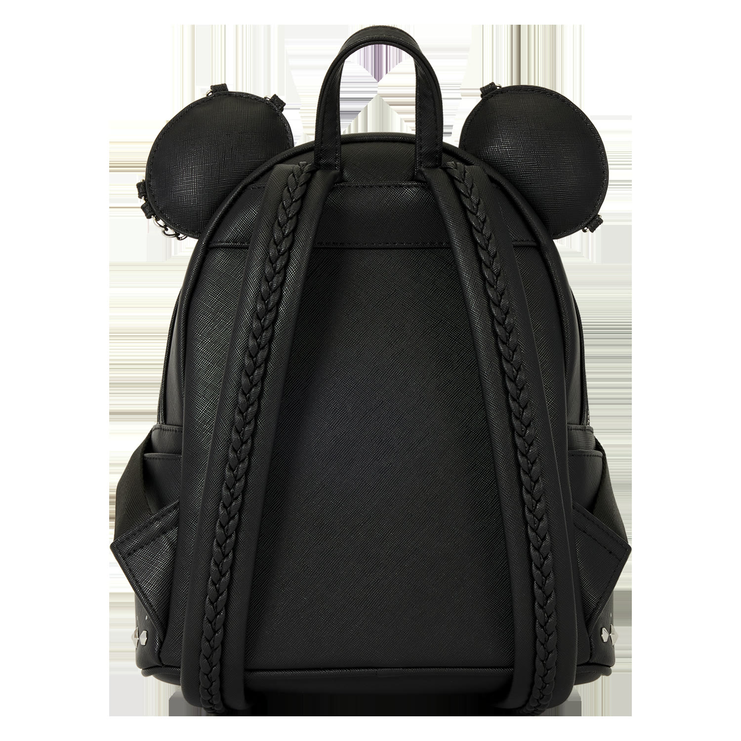 Side view of the Minnie Mouse Studs and Chains mini backpack
