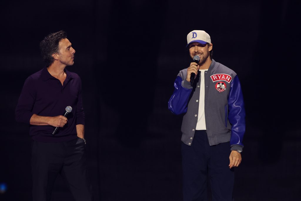 Shawn Levy and Ryan Gosling appear onstage at D23 in August 2026
