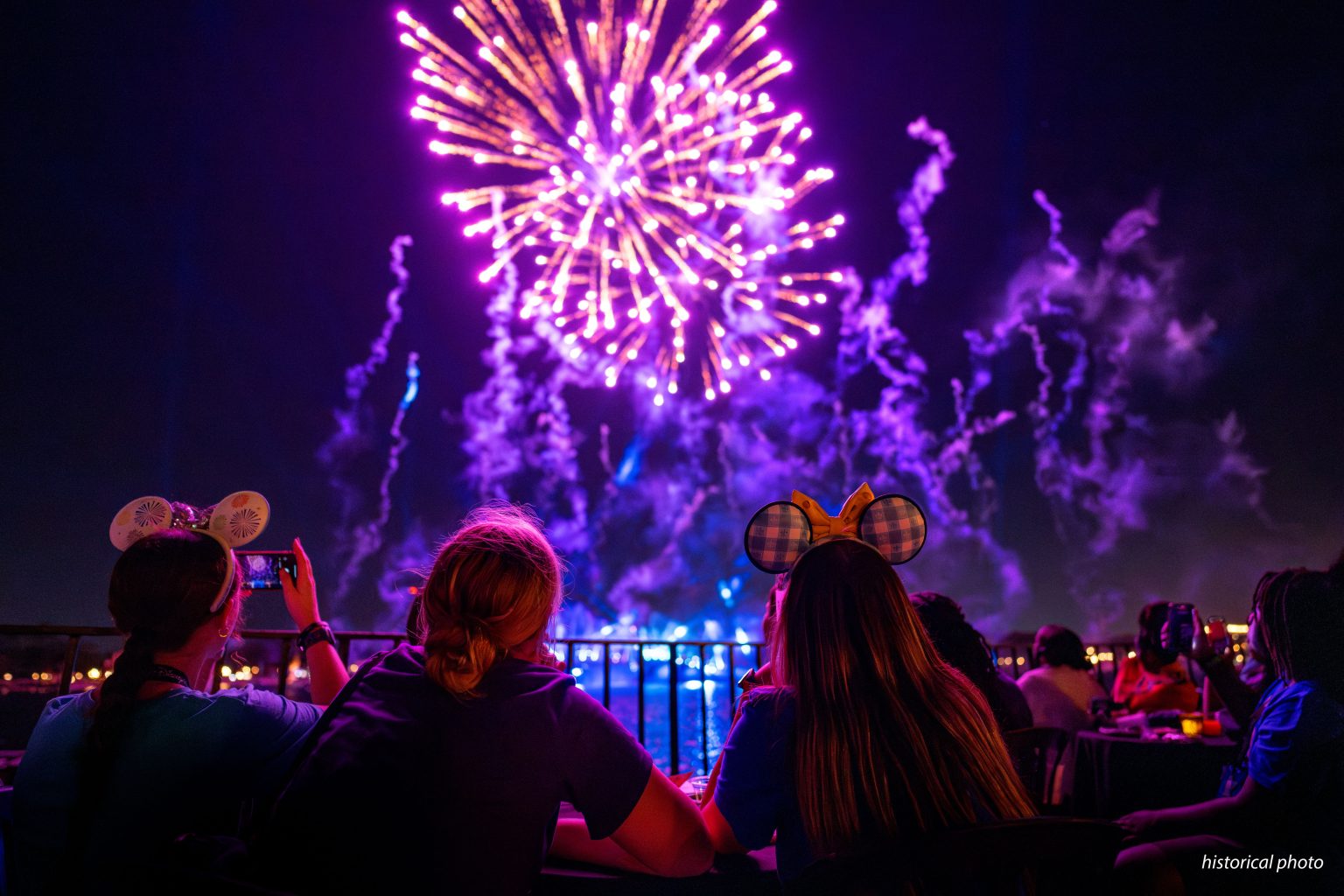 Disney Dreamers Academy participants watch fireworks at Walt Disney World