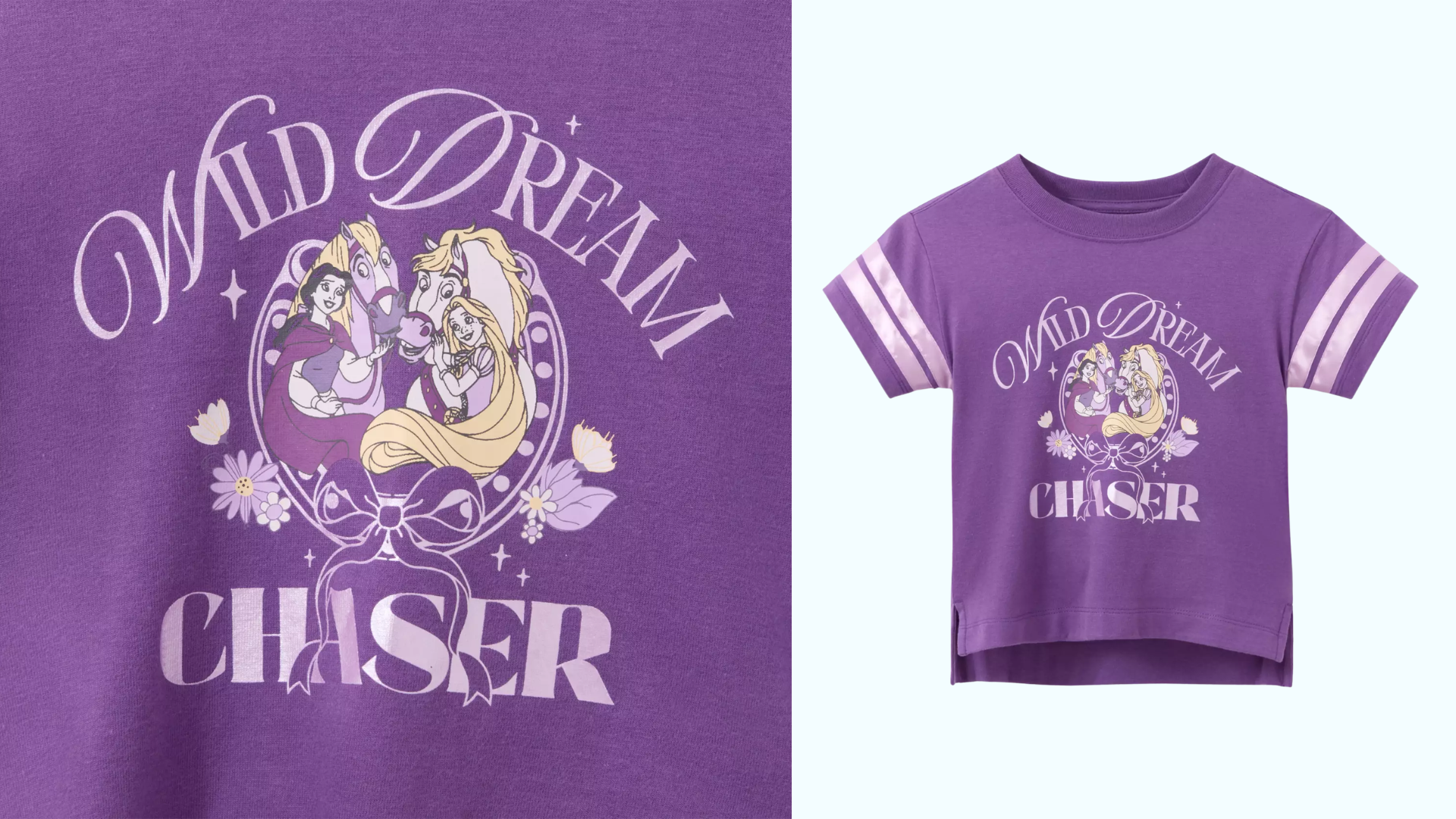 Purple Disney Princess football-style T-shirt