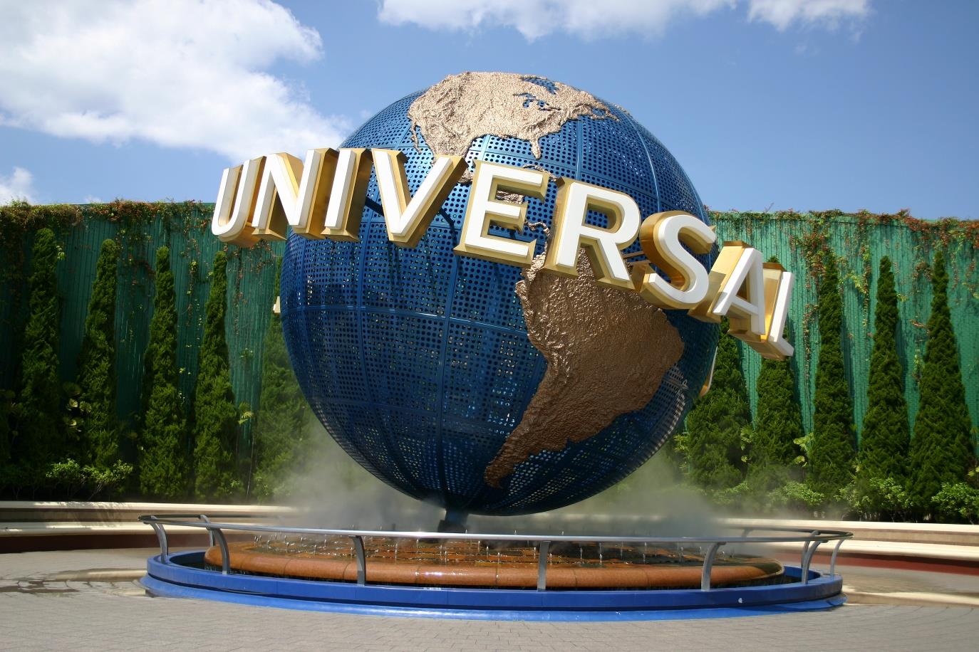 Universal Studios Japan globe fountain in Osaka