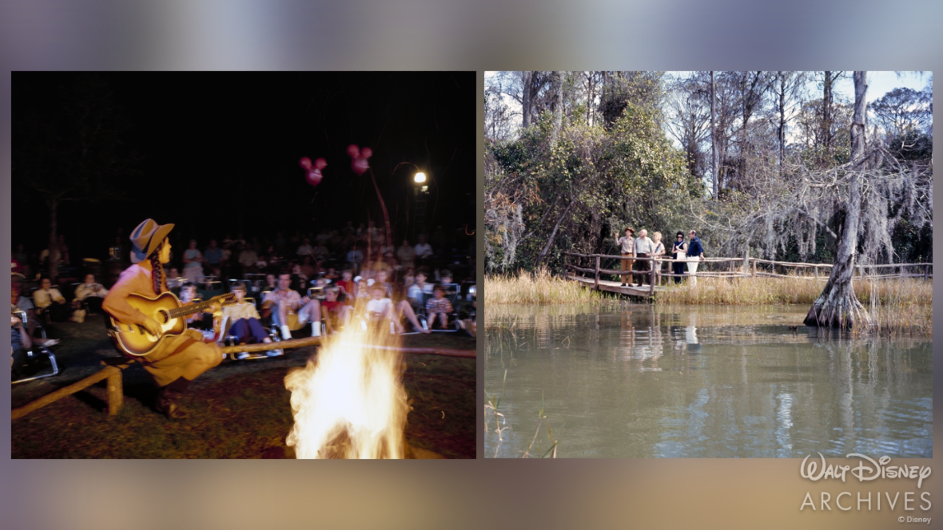 A campfire sing-along and nature walk at Fort Wilderness in late 1971 and early 1972