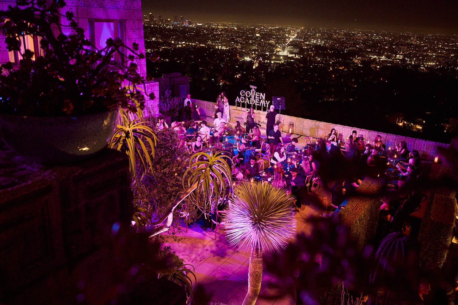 Coven Academy premiere dinner on the Ennis House terrace