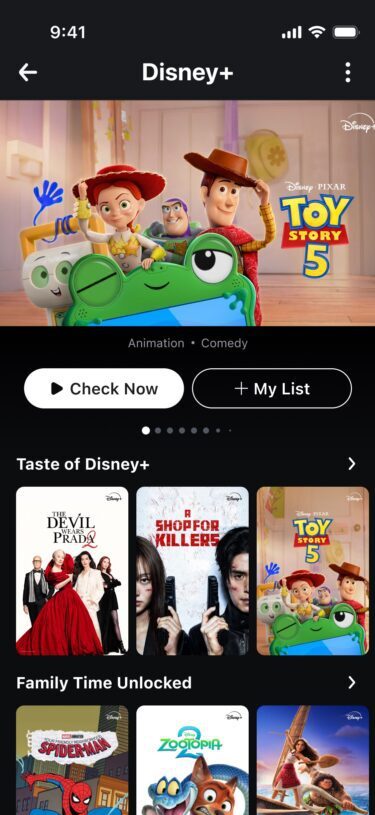 Disney+ section displayed inside the Vidio app