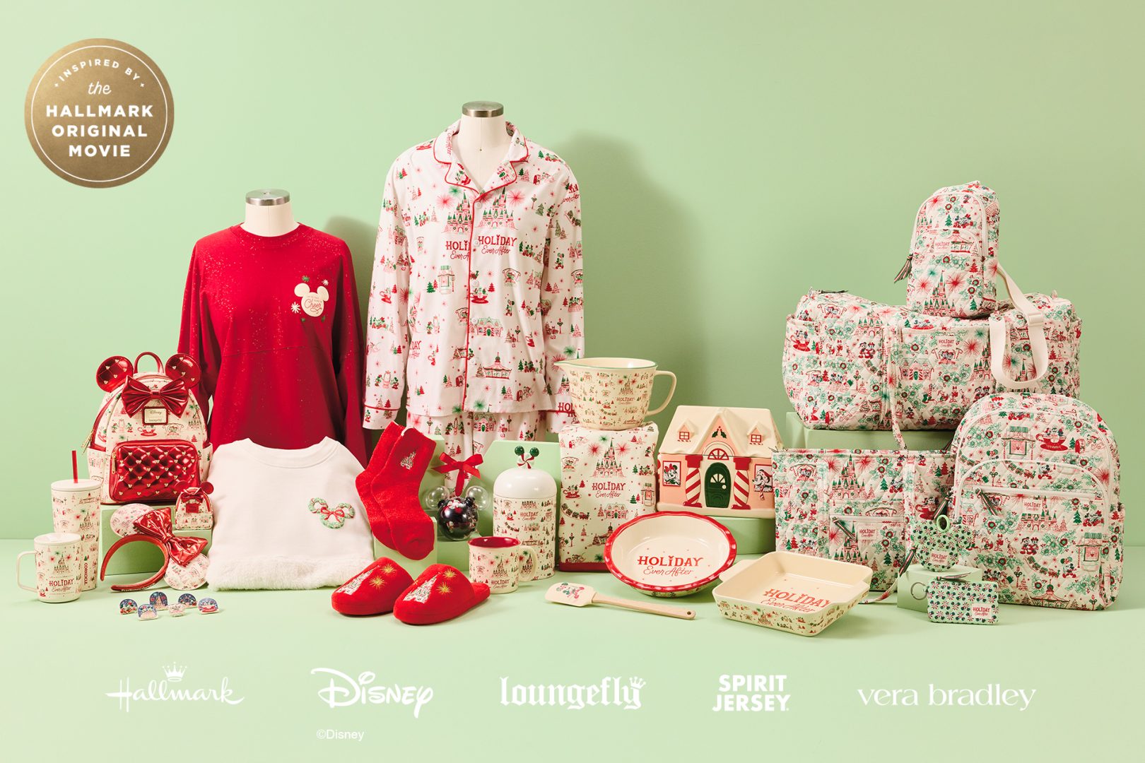 Hallmark and Disney Holiday Ever After apparel, bags, mugs, ornaments and home goods