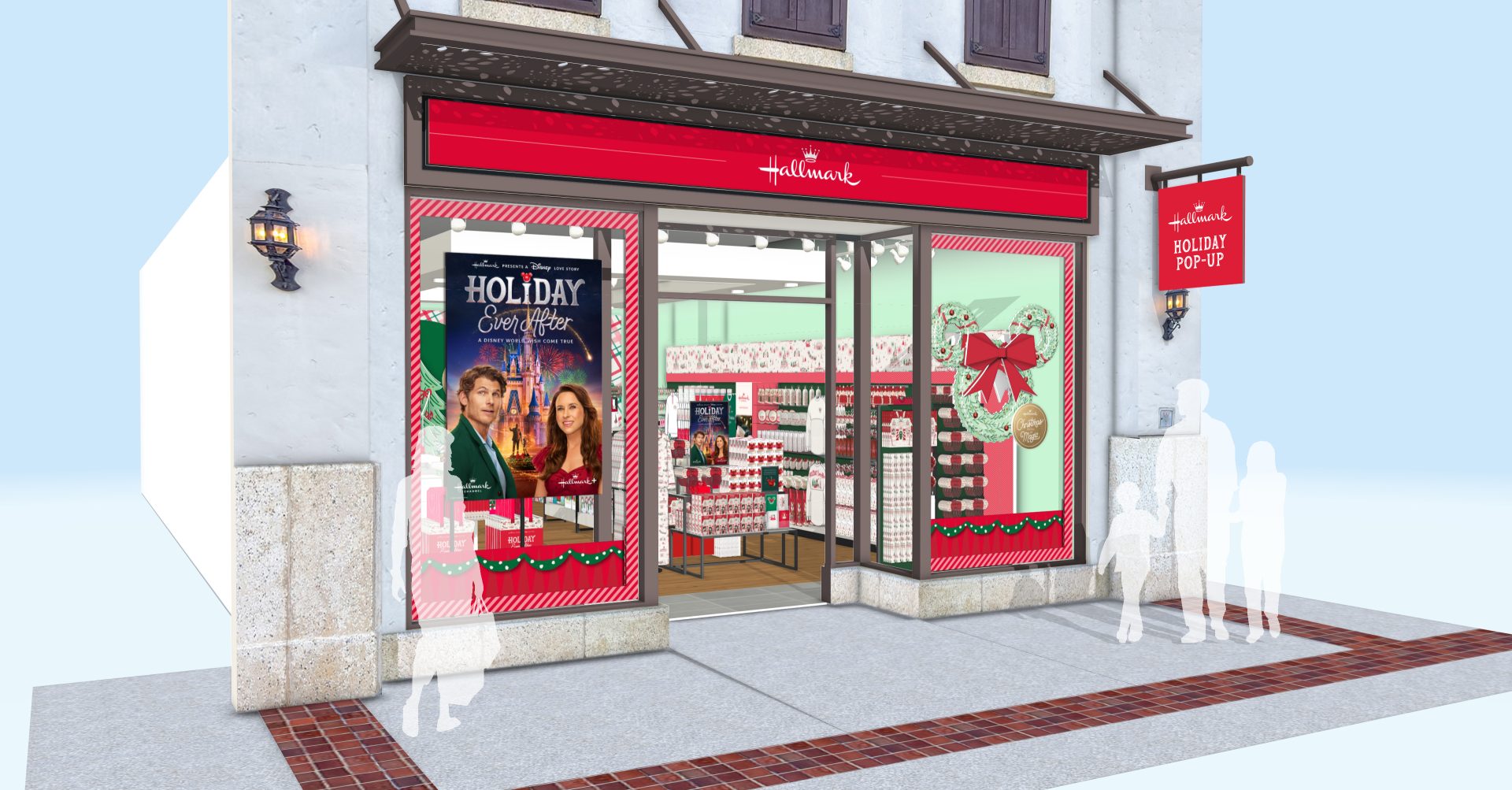 Concept rendering of the Hallmark Holiday Pop-Up storefront at Disney Springs