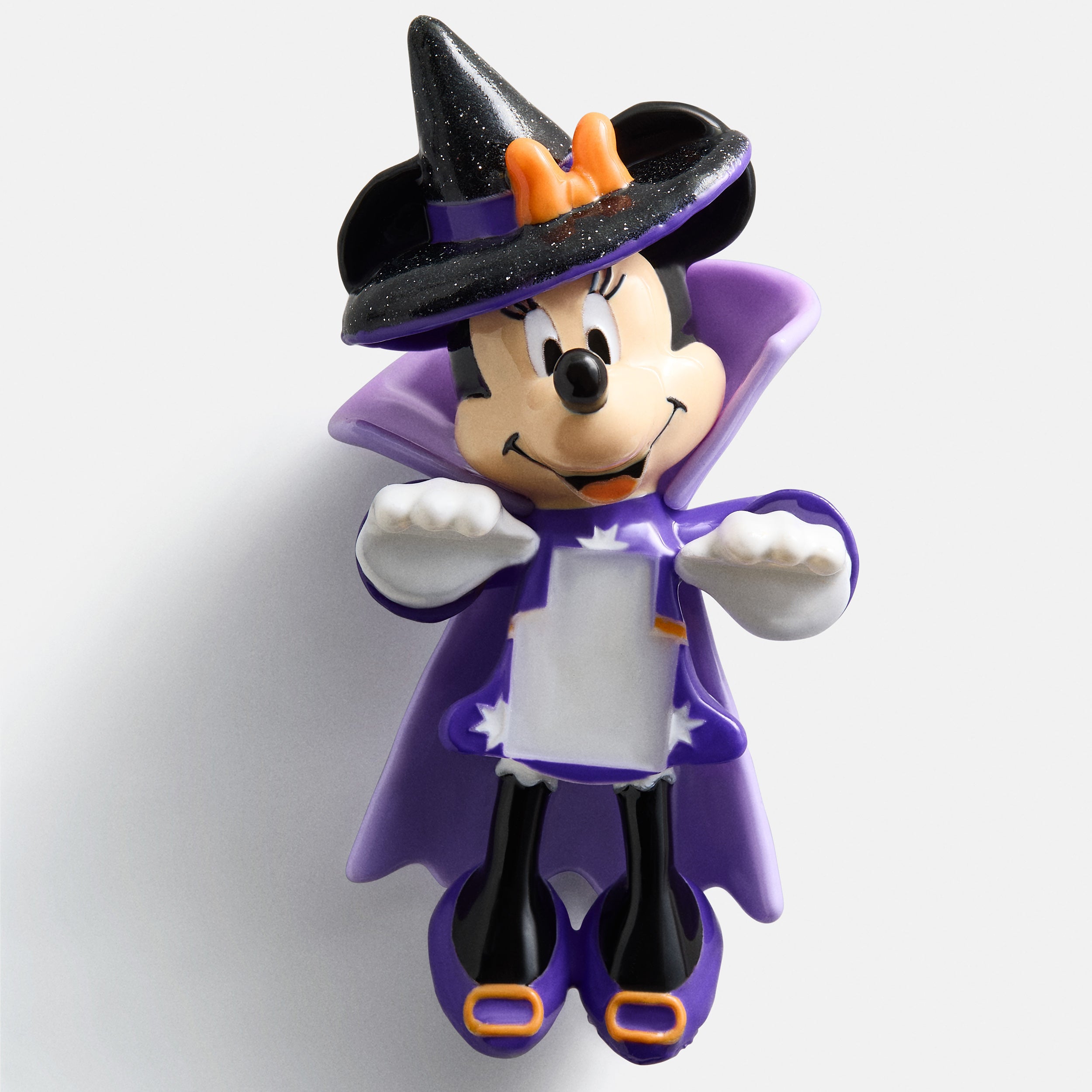 Witch Minnie Mouse charm hugger in a purple costume and black witch hat