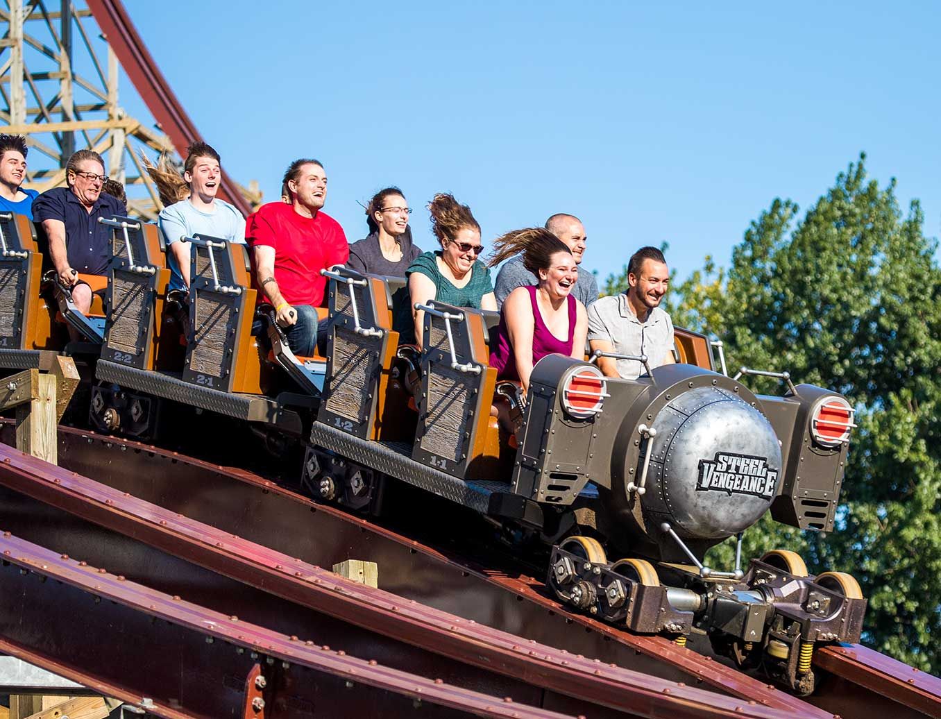 Riders on Steel Vengeance at Cedar Point