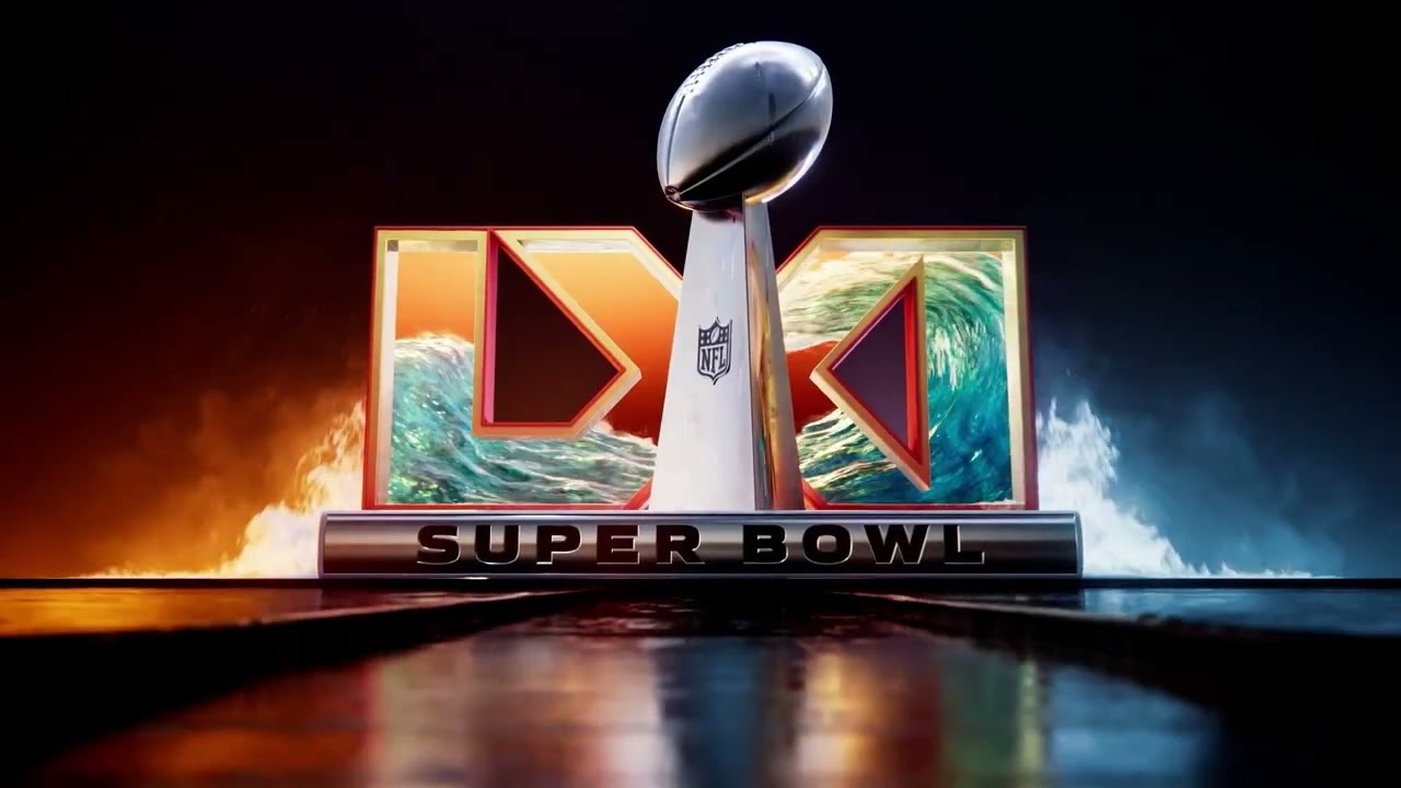 The Super Bowl LXI trophy and logo from Disney’s official announcement video
