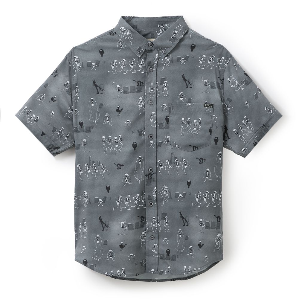 Gray RSVLTS shirt patterned with skeletons and animals from The Skeleton Dance