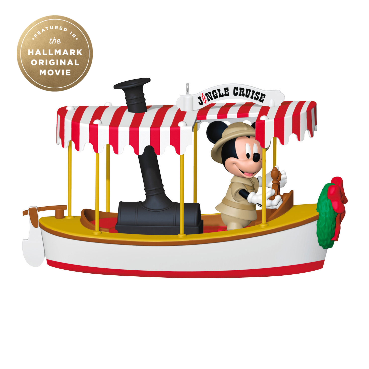 Mickey Mouse aboard the Jingle Cruise steamer ornament
