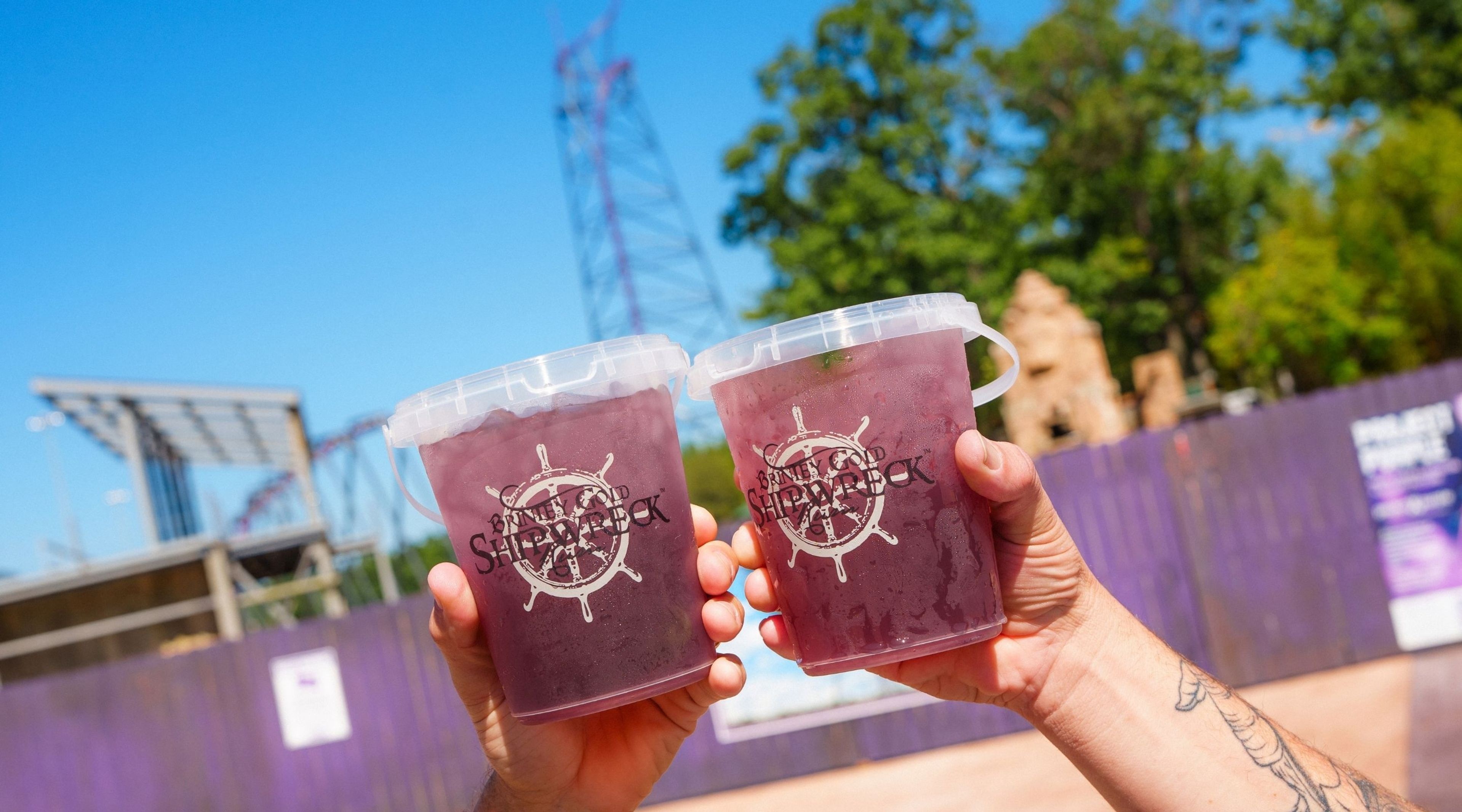 Two purple Bakunawa’s Wrath cocktails at Six Flags Great Adventure
