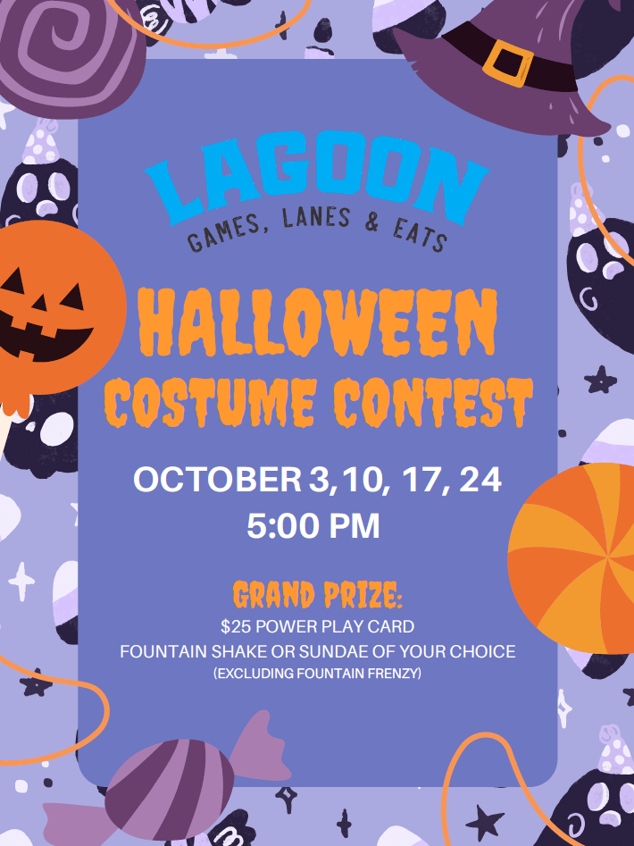 Lagoon Halloween costume contest artwork listing October 3, 10, 17 and 24 at 5 p.m.