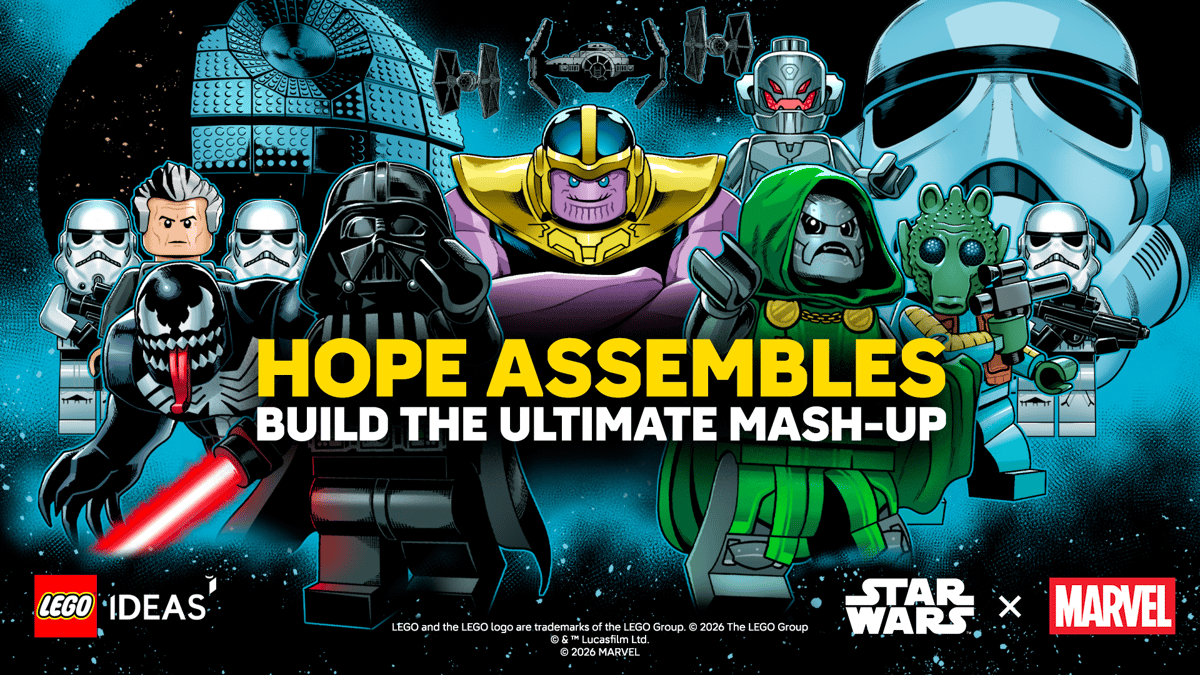 LEGO Hope Assembles artwork combining Star Wars and Marvel characters