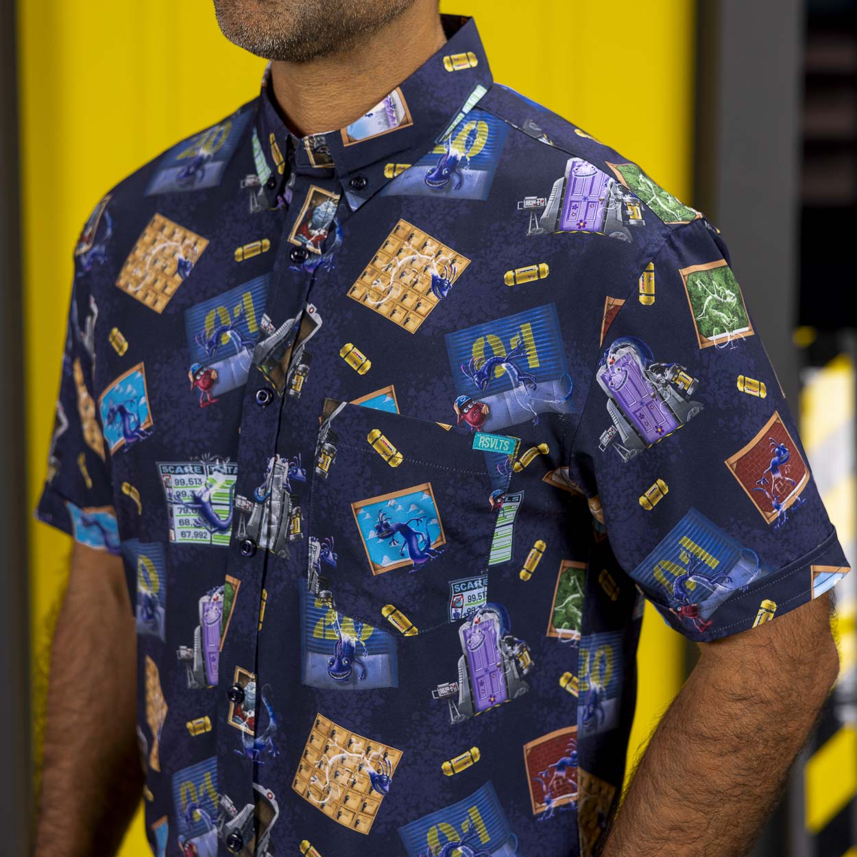 Stealth Mode shirt pattern and collar shown on a model