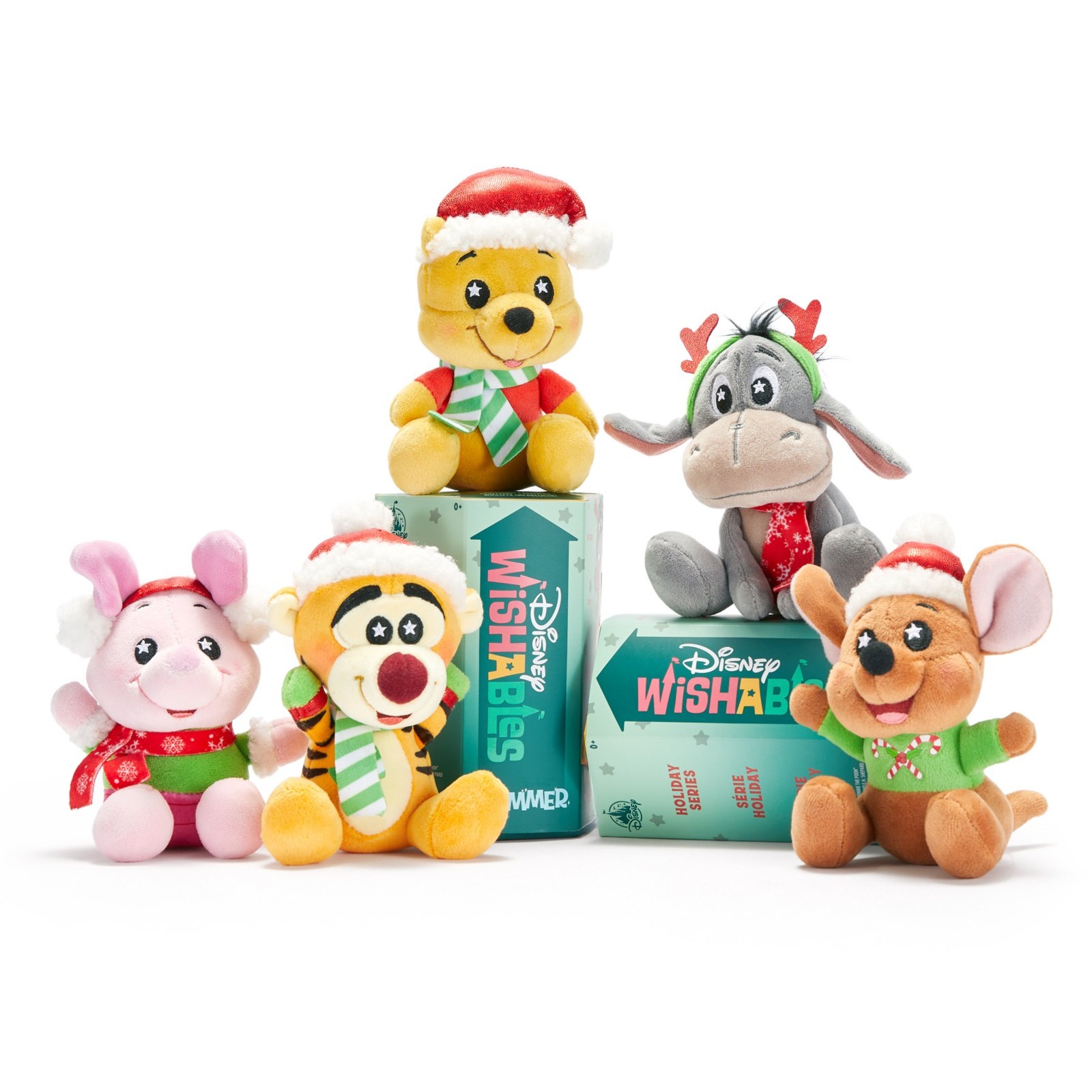 Holiday Winnie the Pooh Wishables plush collection with mystery boxes