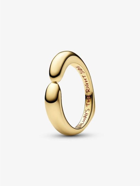 Gold-plated Pandora Winnie the Pooh Hug Ring on a white background