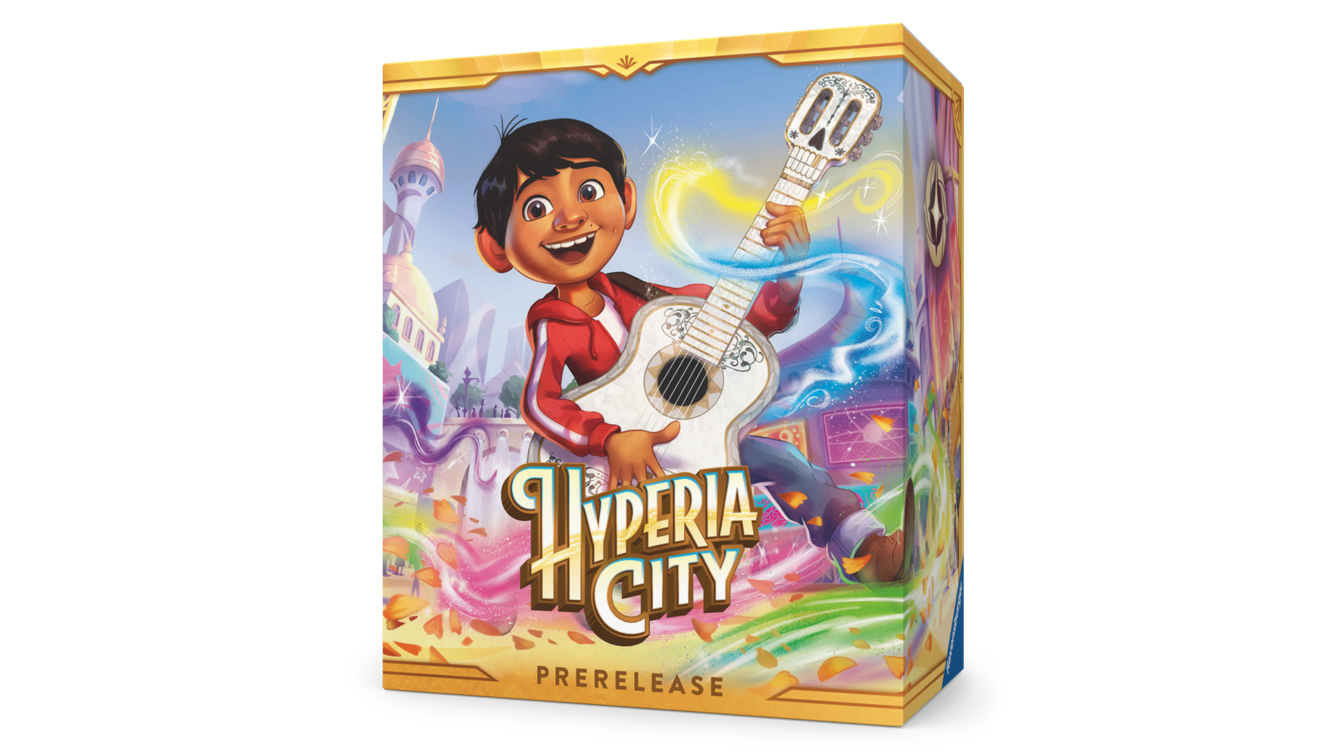 Disney Lorcana Hyperia City prerelease collection featuring Miguel from Coco