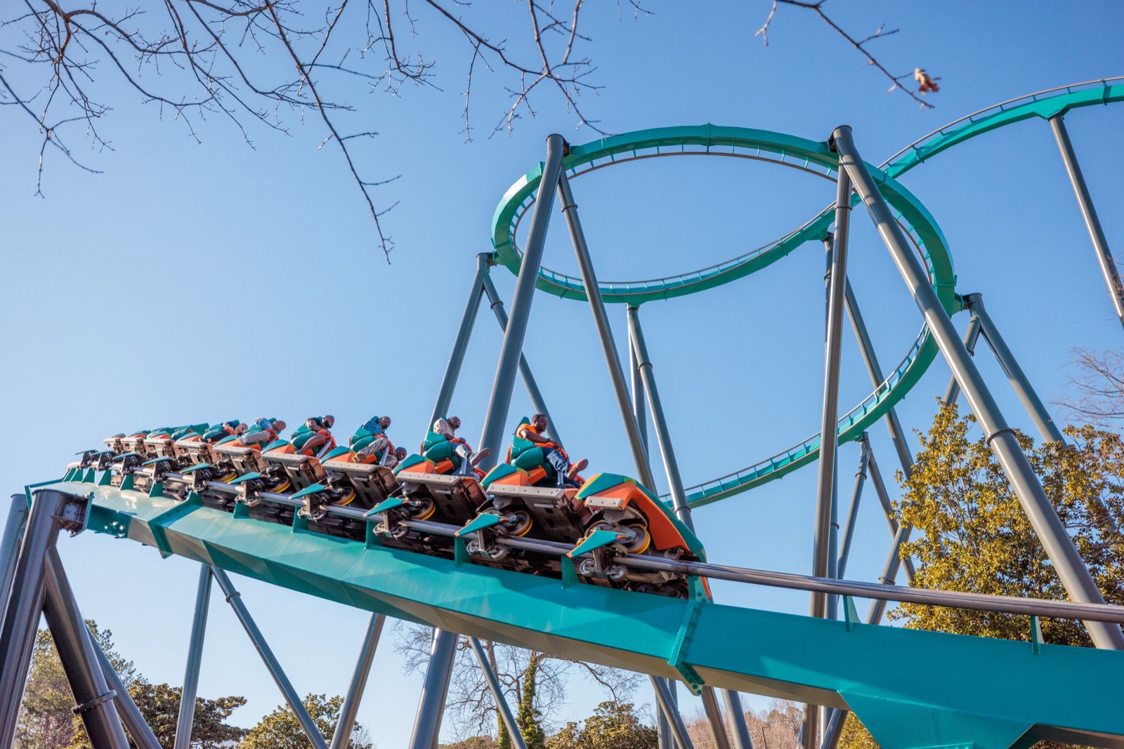 Goliath roller coaster train at Six Flags Over Georgia