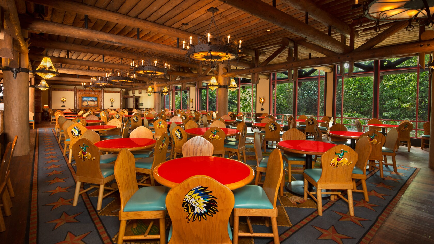 Dining room at Whispering Canyon Cafe in Disney’s Wilderness Lodge