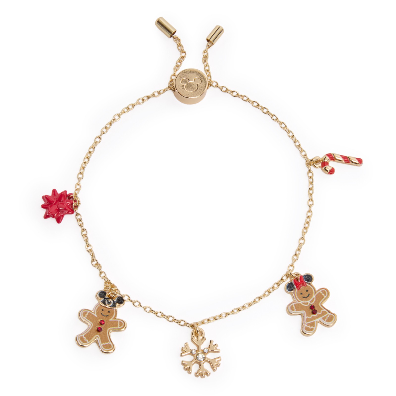 Mickey and Minnie gingerbread bolo bracelet with five holiday charms