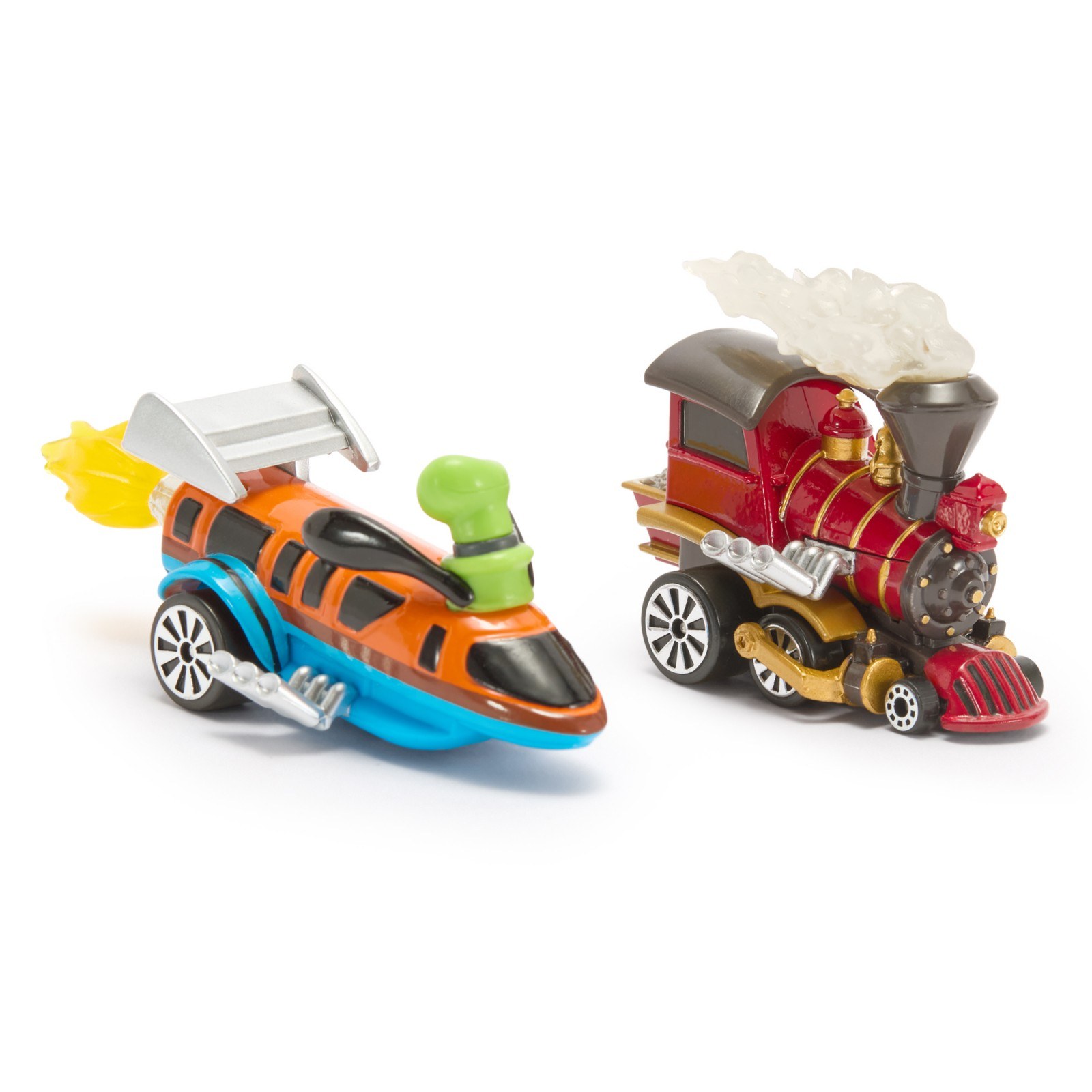 The Goofy Monorail Dragster and Main Street Express Disney Racers toy cars