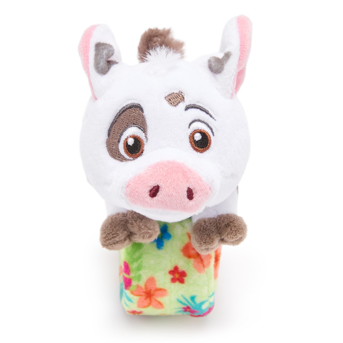 Pua plush snap bracelet with a green tropical-floral band