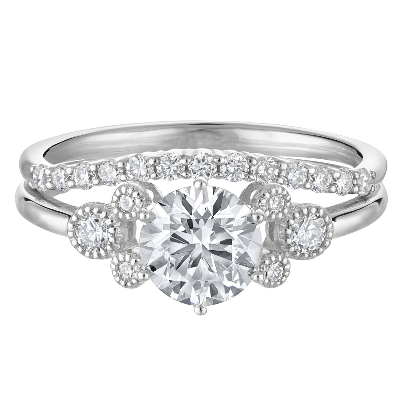 Rebecca Hook Mickey Mouse white-gold diamond engagement ring and matching band