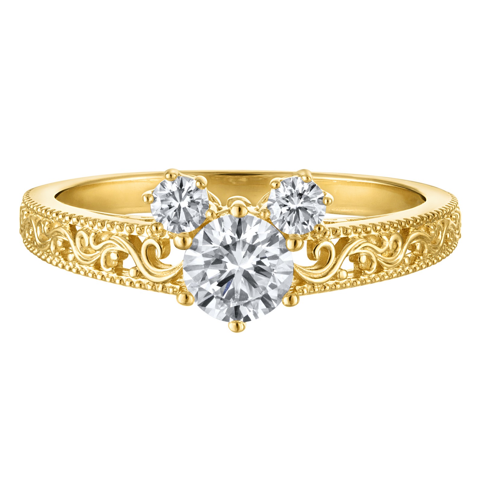 Rebecca Hook Mickey Mouse diamond filigree ring in 14K yellow gold