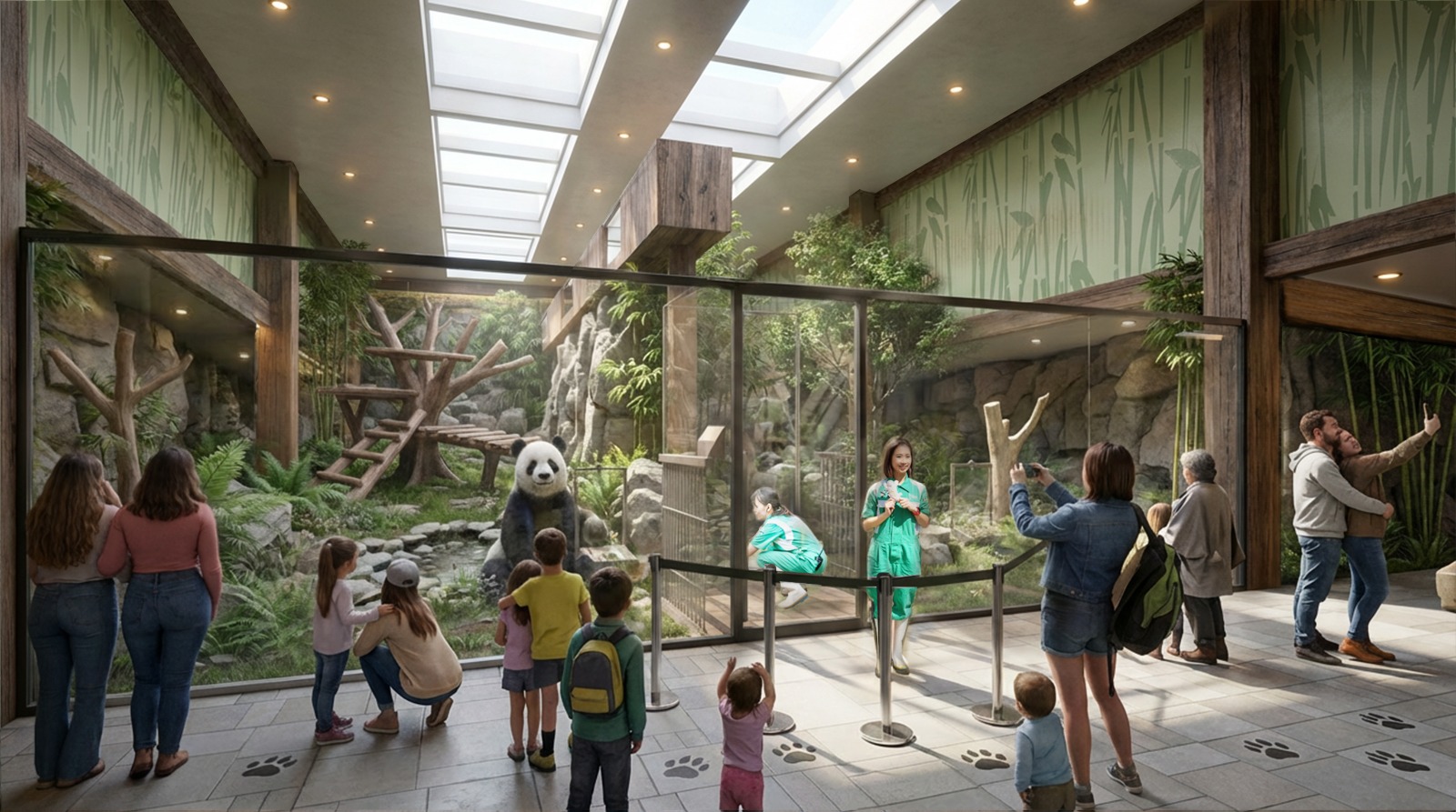Concept rendering of Ocean Park’s planned giant panda habitat with viewing areas