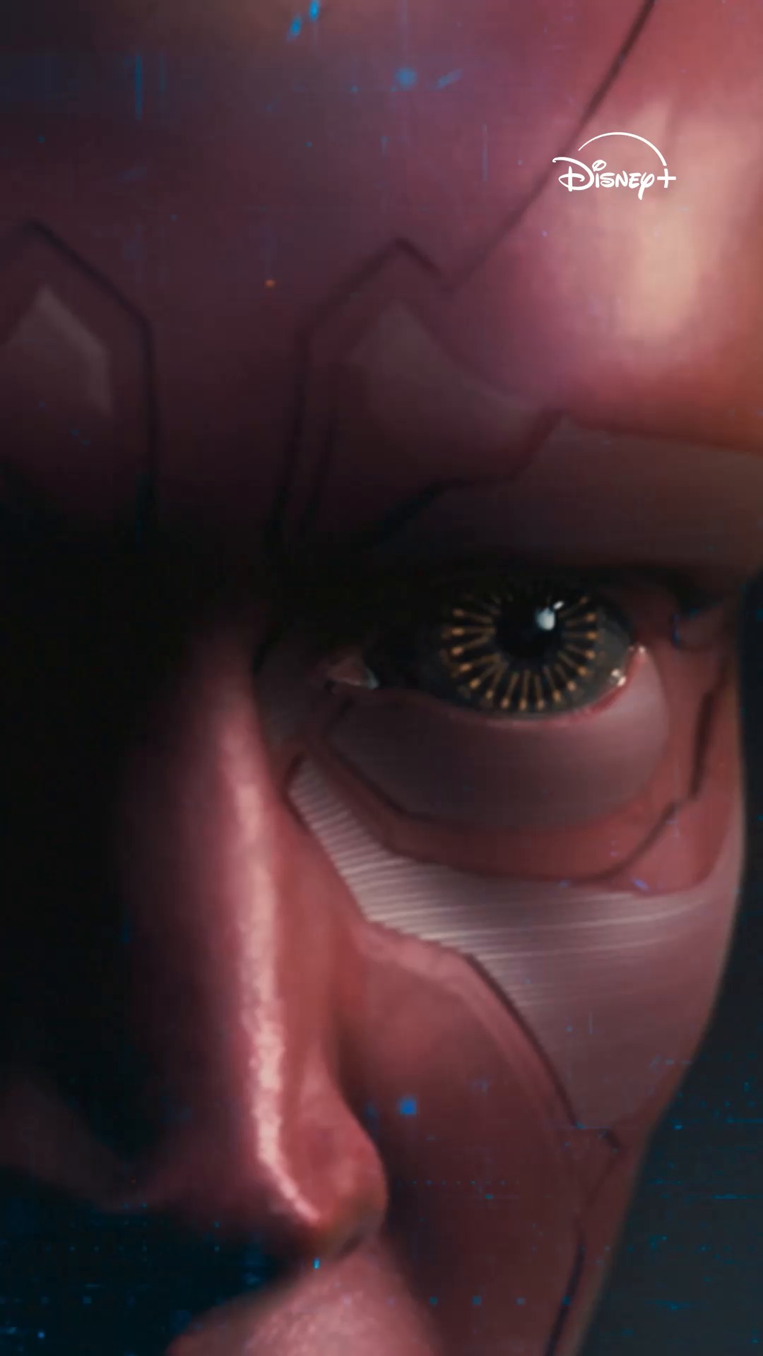 Vision’s illuminated eye in Marvel’s tracking-subject VisionQuest clip