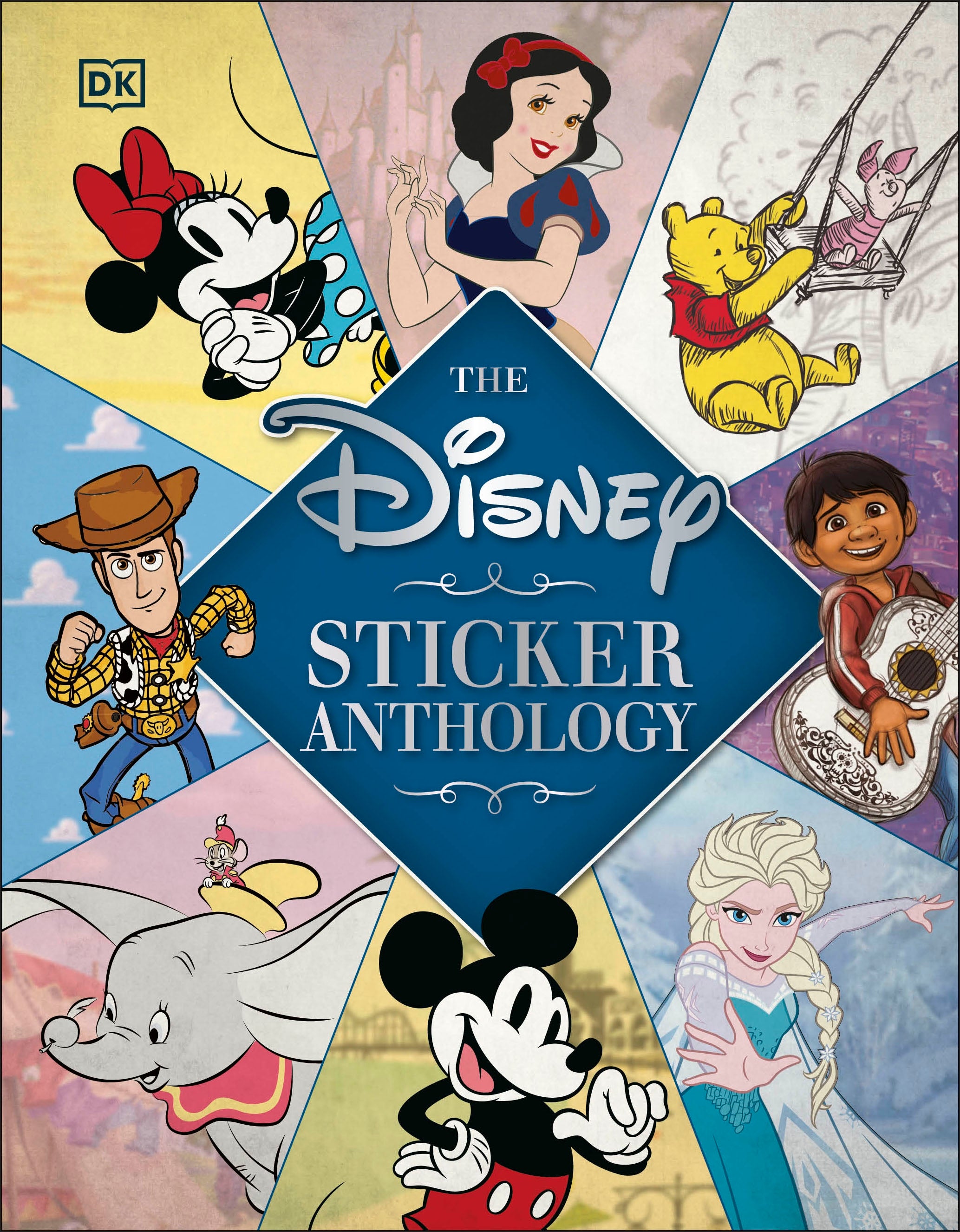 The Disney Sticker Anthology hardcover book cover with Mickey Mouse, Minnie Mouse and Disney characters