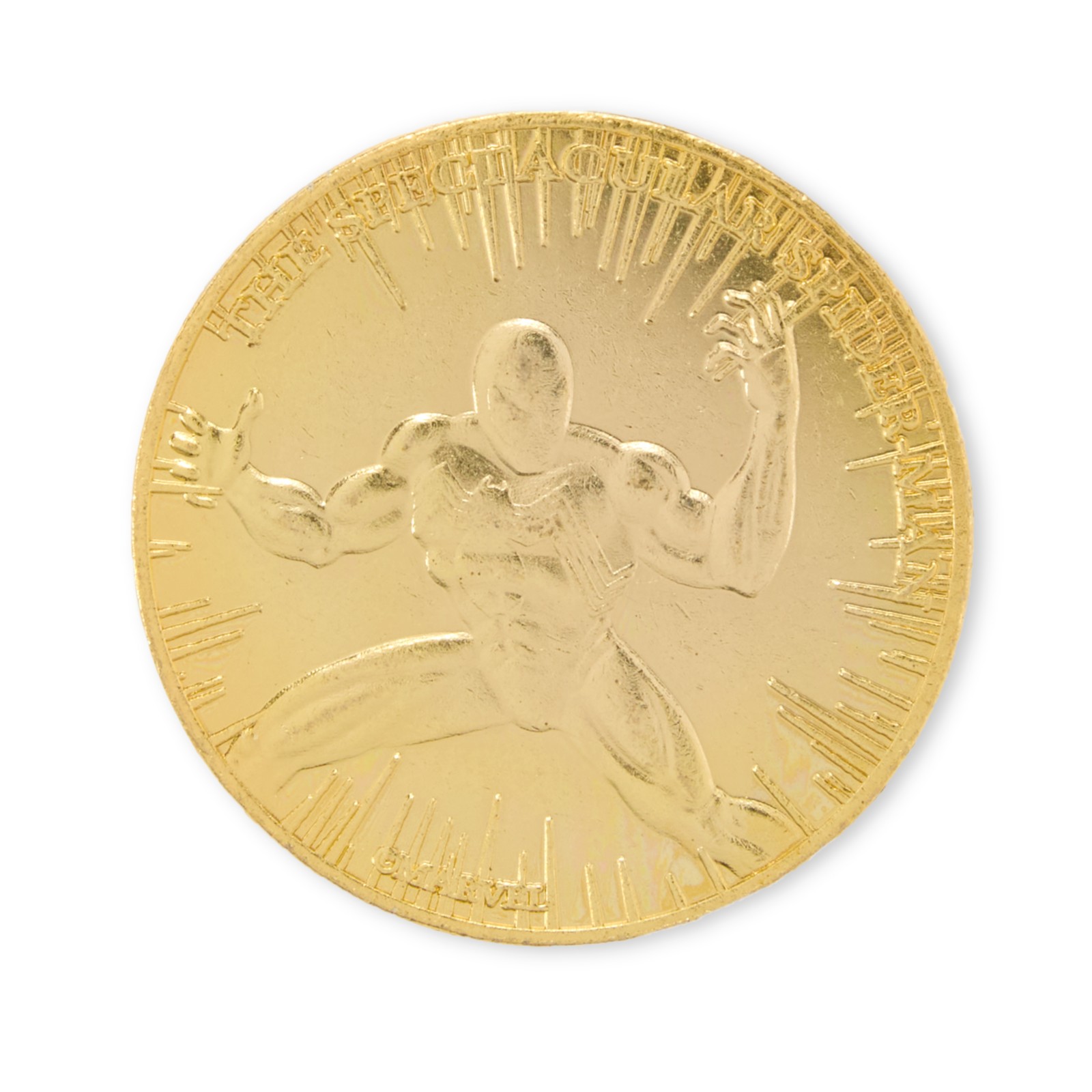 Metallic collector coin from the Spider-Man Mego set