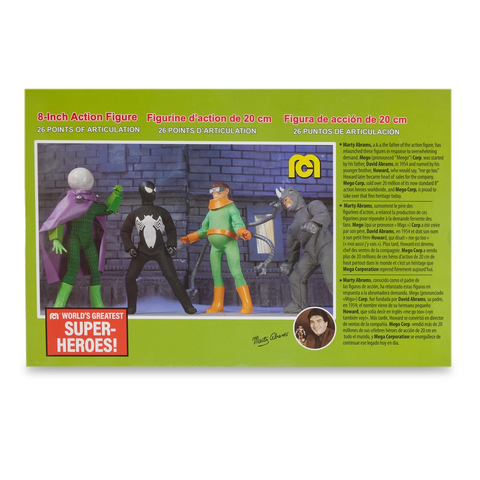 Back of the Spider-Man Mego four-figure set box