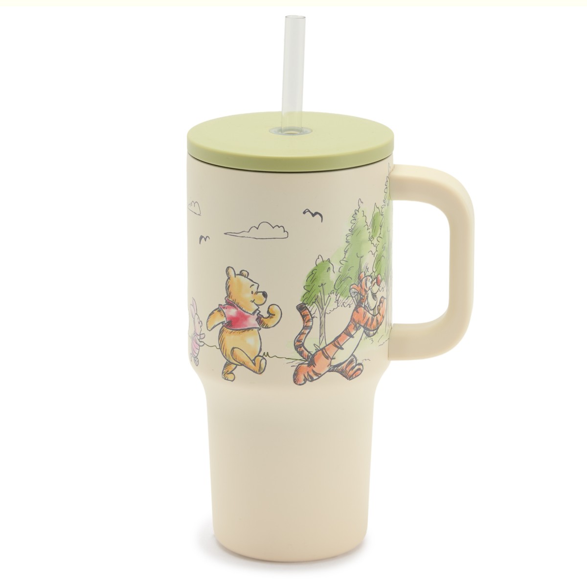 Winnie the Pooh and friends stainless steel tumbler with handle and straw