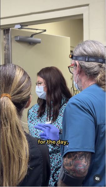 Kaleigh reviews equipment during Zawadi’s wellness exam in Disney’s Vet Tech Week video