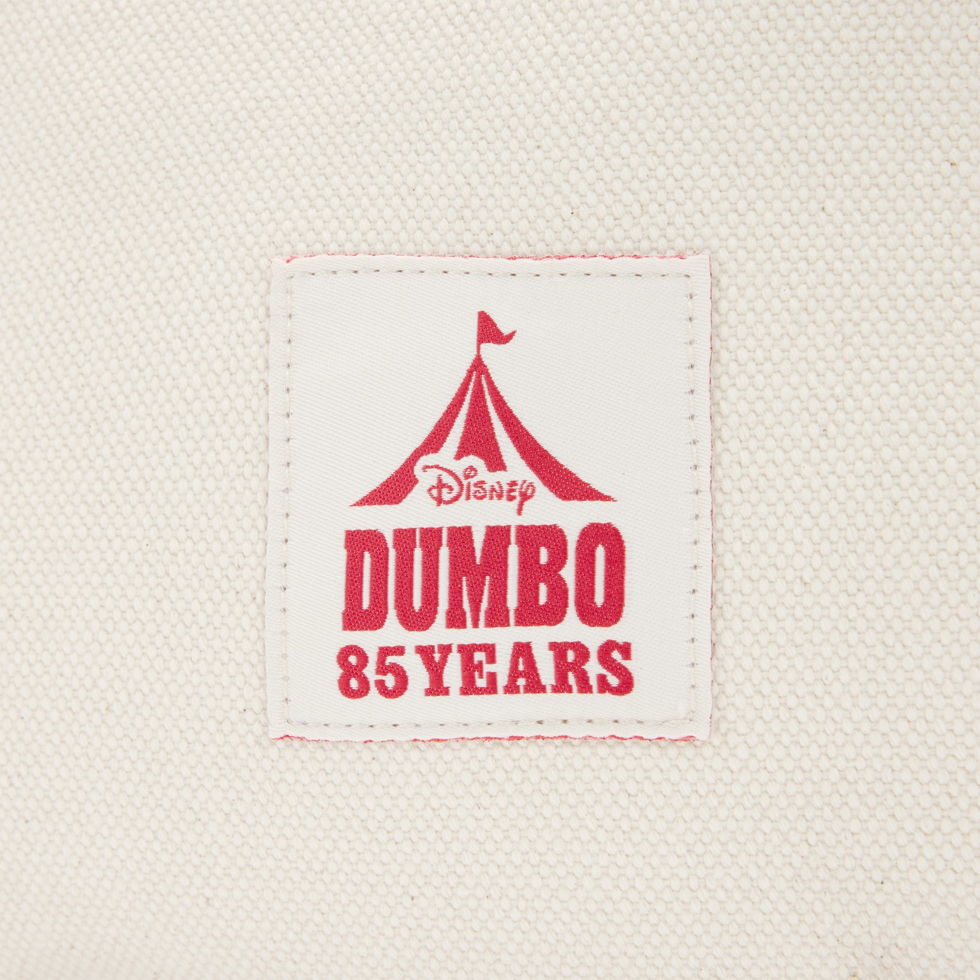 Dumbo 85 Years label on the back of the canvas tote